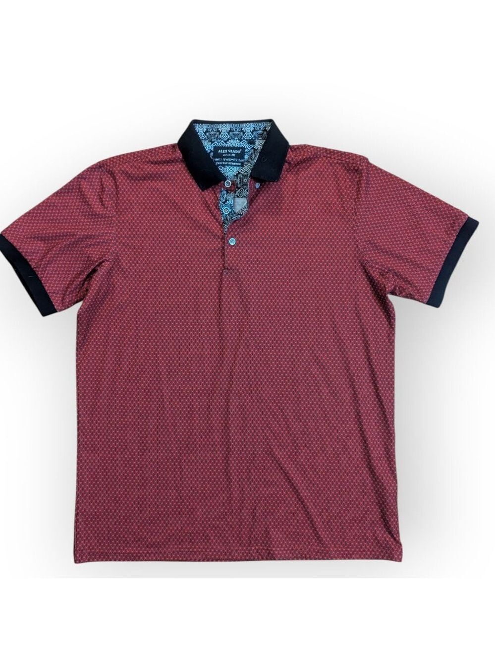 Alex Vando Red Black Stretch Polo Men's Large